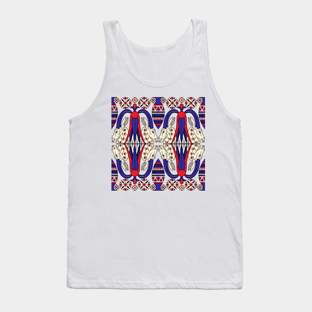 Egypt style symbol pattern in red and blue Tank Top by BE MY GUEST MARKETING LLC